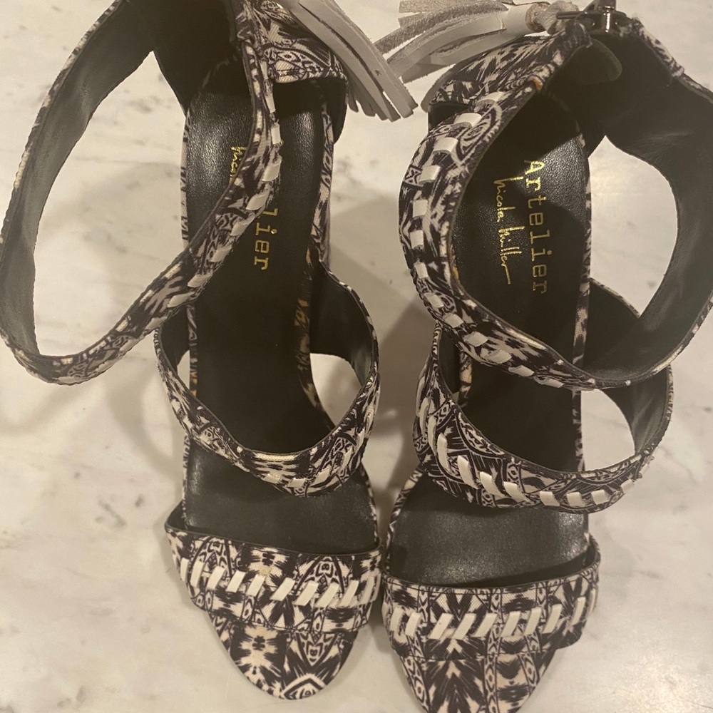 Printed Nicole Miller Sandal with leather tassel